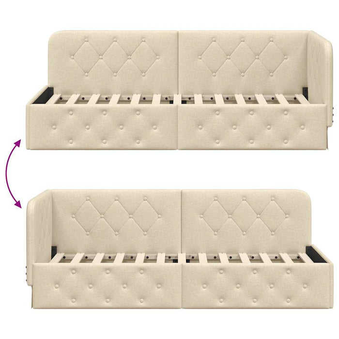 Cadru de pat colțar cu headboard Crem 80 x 200 cm țesătură - WALTI WALTI
