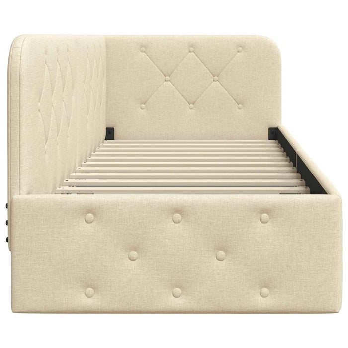 Cadru de pat colțar cu headboard Crem 80 x 200 cm țesătură - WALTI WALTI