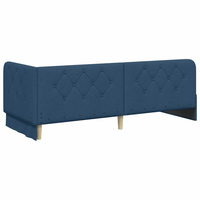 Cadru de pat colțar cu headboard albastru 80 x 200 cm țesătură - WALTI WALTI