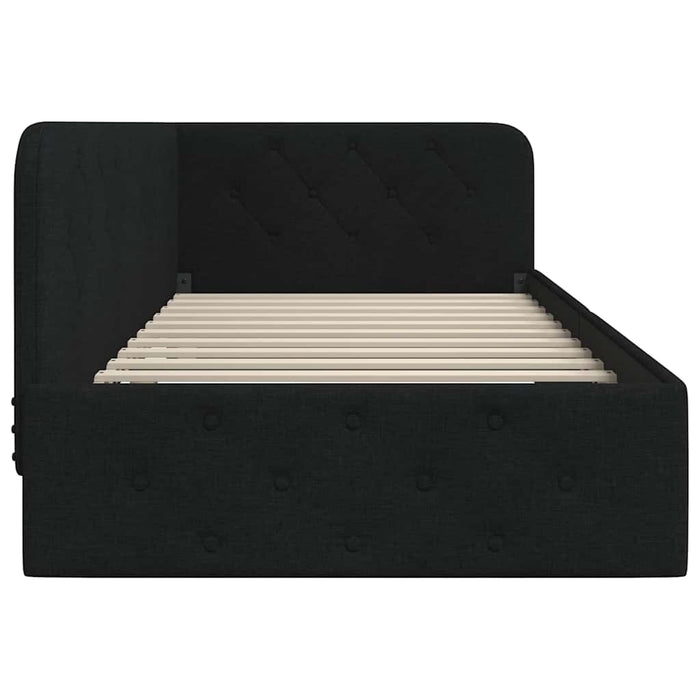 Cadru de pat colțar cu headboard Negru 90 x 190 cm țesătură - WALTI WALTI