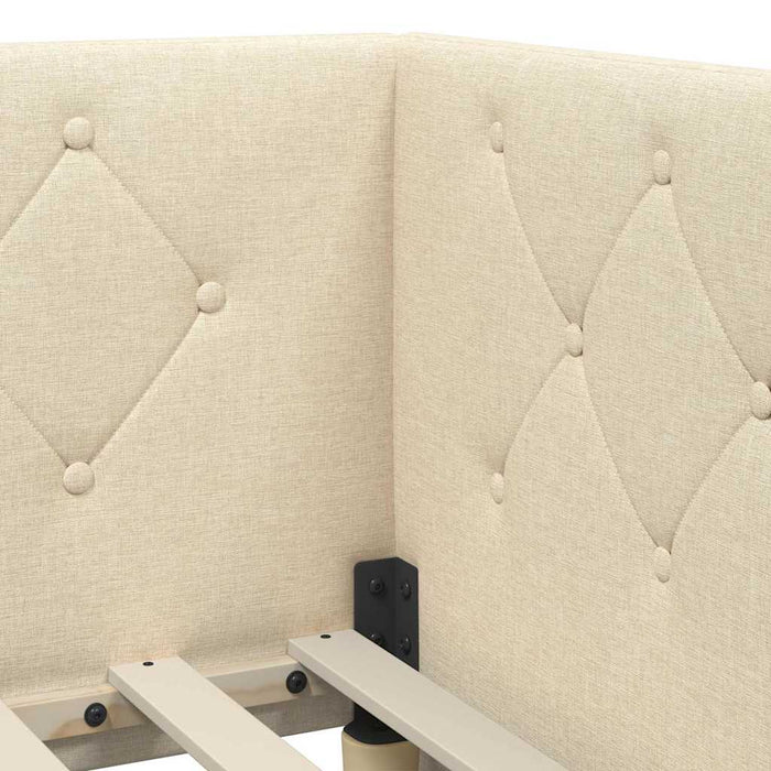 Cadru de pat colțar cu headboard Crem 90 x 190 cm țesătură - WALTI WALTI