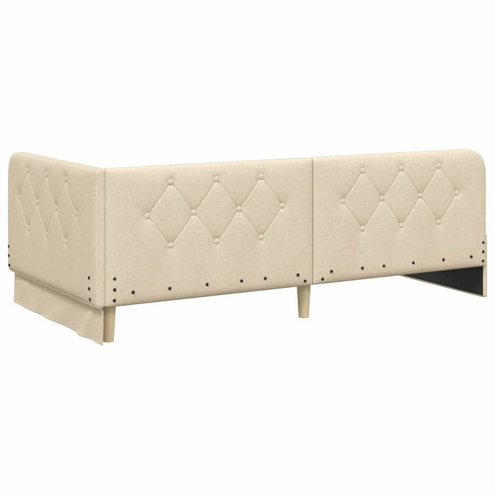 Cadru de pat colțar cu headboard Crem 90 x 190 cm țesătură - WALTI WALTI