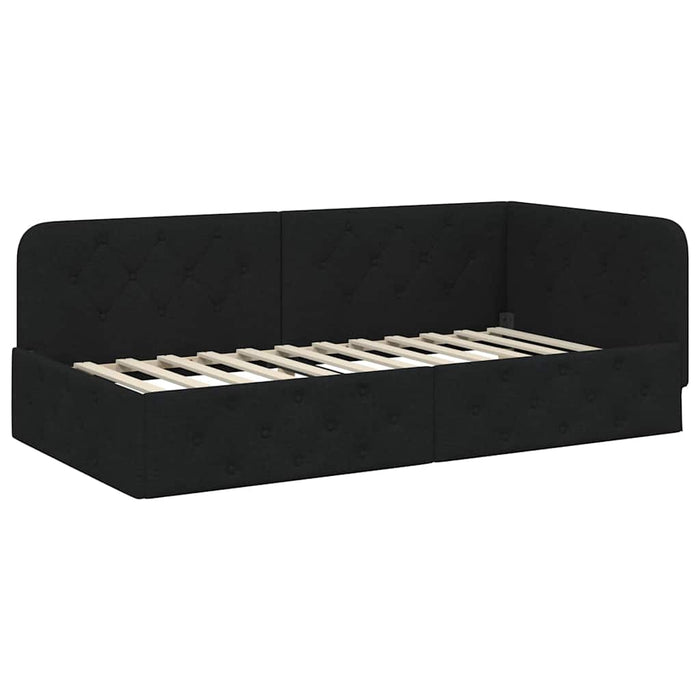 Cadru de pat colțar cu headboard Negru 90 x 200 cm țesătură - WALTI WALTI