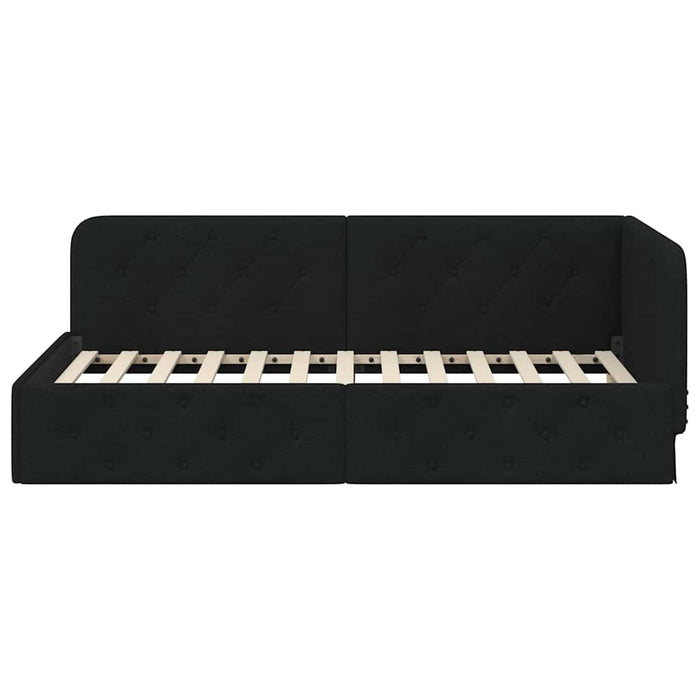 Cadru de pat colțar cu headboard Negru 90 x 200 cm țesătură - WALTI WALTI