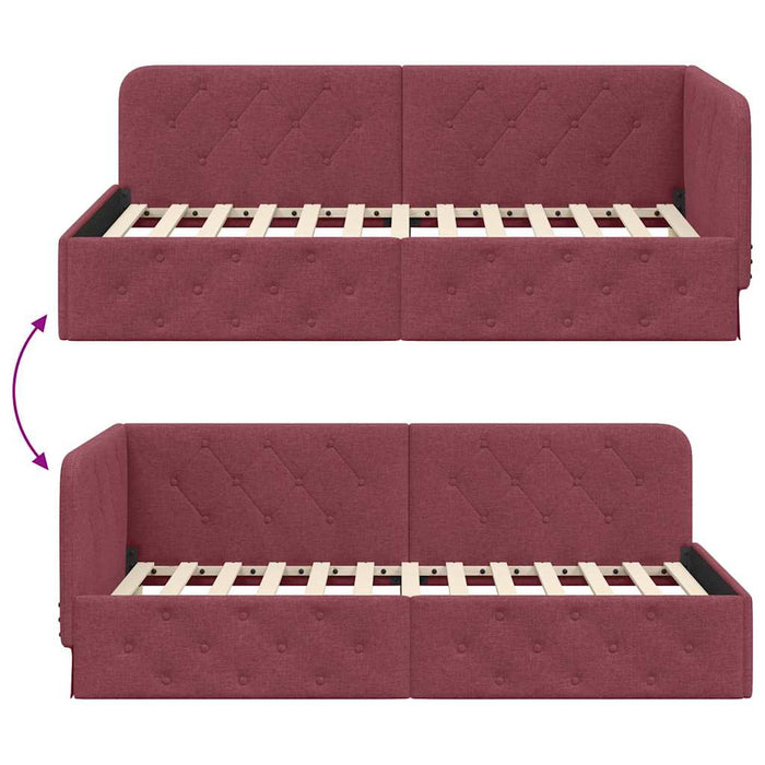 Cadru de pat colțar cu headboard Roșu Vin 90 x 200 cm țesătură - WALTI WALTI