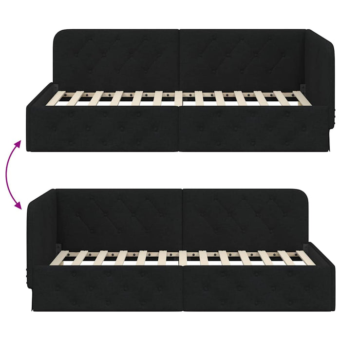 Cadru de pat colțar cu headboard Negru 100 x 200 cm țesătură - WALTI WALTI