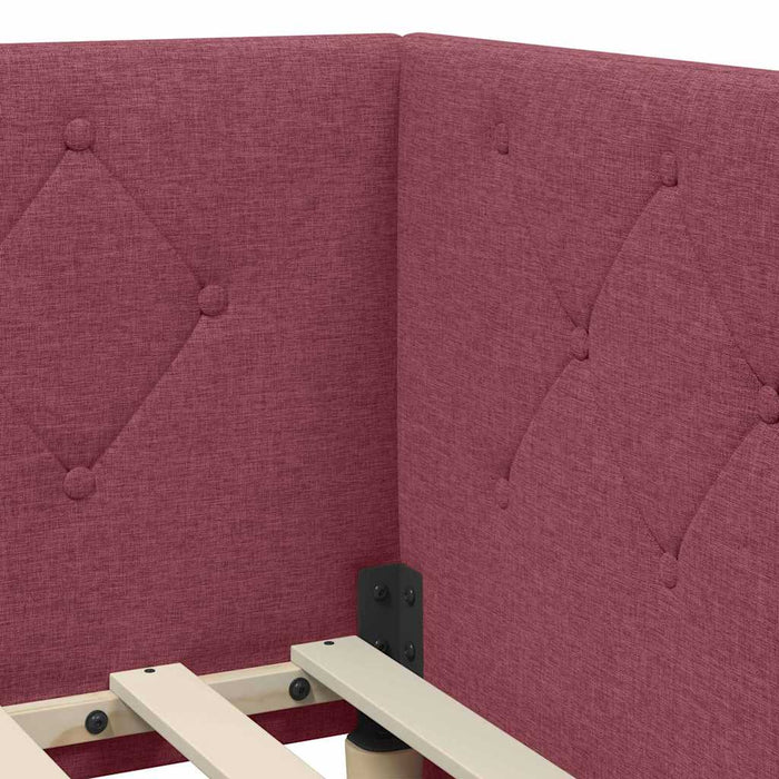 Cadru de pat colțar cu headboard Roșu Vin 100 x 200 cm țesătură - WALTI WALTI