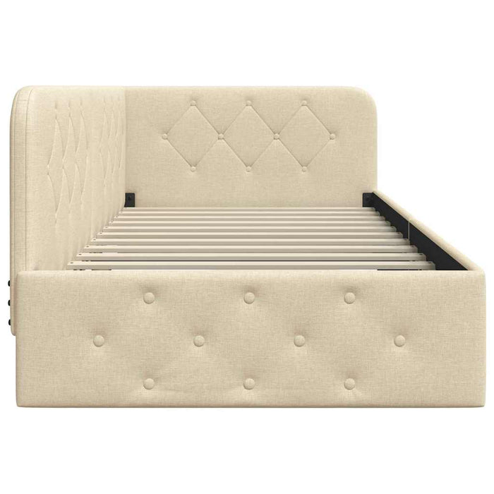 Cadru de pat colțar cu headboard Crem 100 x 200 cm țesătură - WALTI WALTI