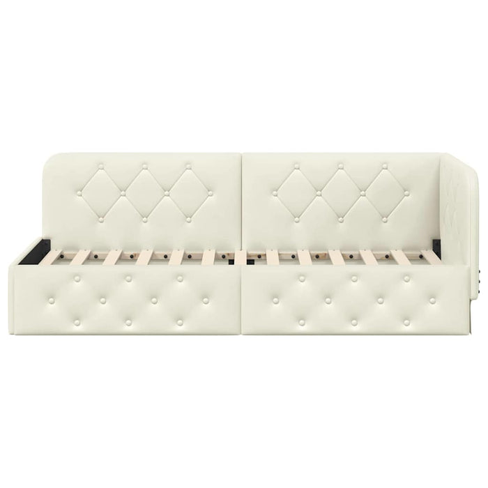 Cadru de pat colțar cu headboard Crem 80 x 200 cm Catifea - WALTI WALTI