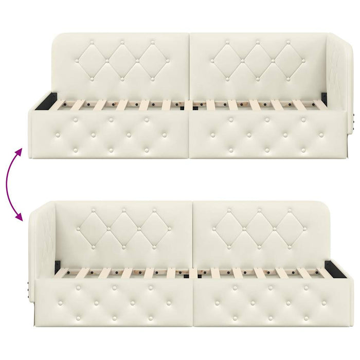 Cadru de pat colțar cu headboard Crem 80 x 200 cm Catifea - WALTI WALTI