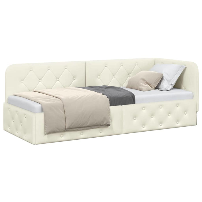 Cadru de pat colțar cu headboard Crem 80 x 200 cm Catifea - WALTI WALTI