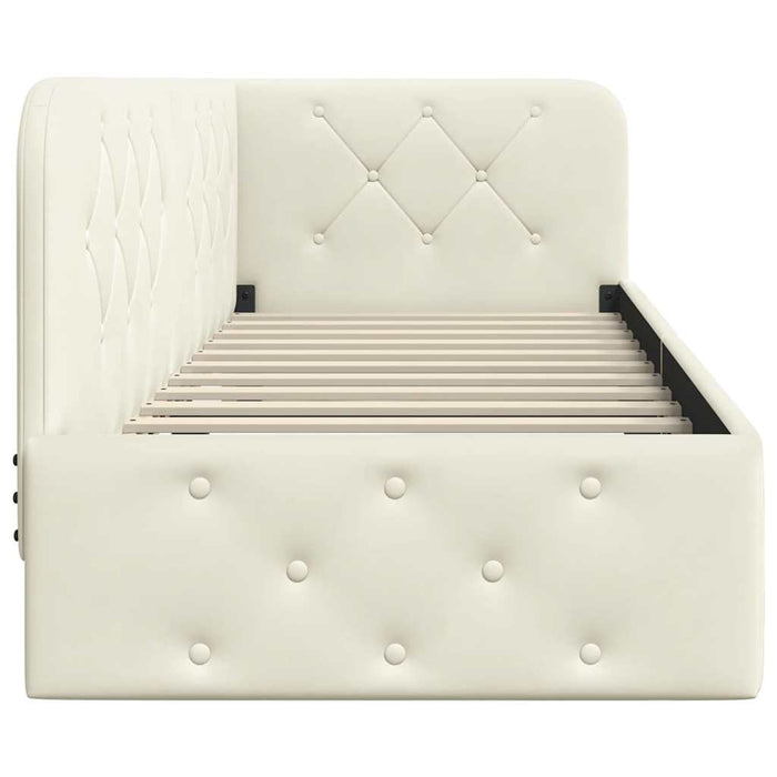 Cadru de pat colțar cu headboard Crem 80 x 200 cm Catifea - WALTI WALTI