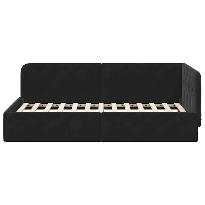 Cadru de pat colțar cu headboard Negru 90 x 190 cm Catifea - WALTI WALTI