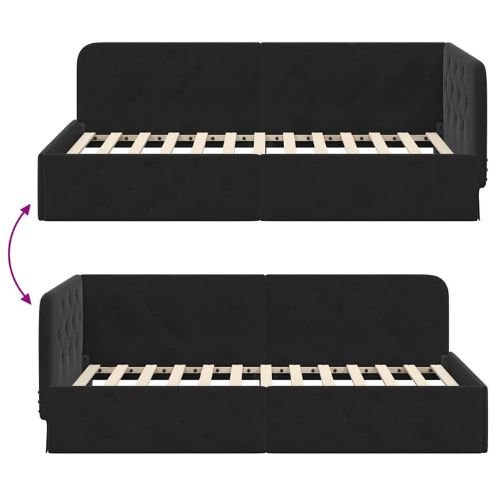 Cadru de pat colțar cu headboard Negru 90 x 190 cm Catifea - WALTI WALTI