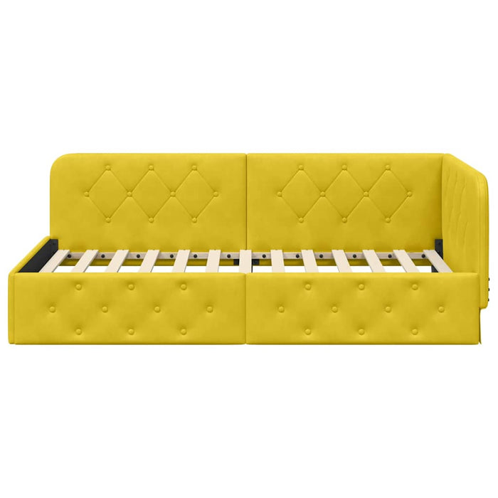 Cadru de pat colțar cu headboard Galben 90 x 200 cm Catifea - WALTI WALTI