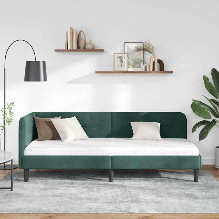 Cadru de pat colțar Verde închis 80 x 200 cm Catifea - WALTI WALTI