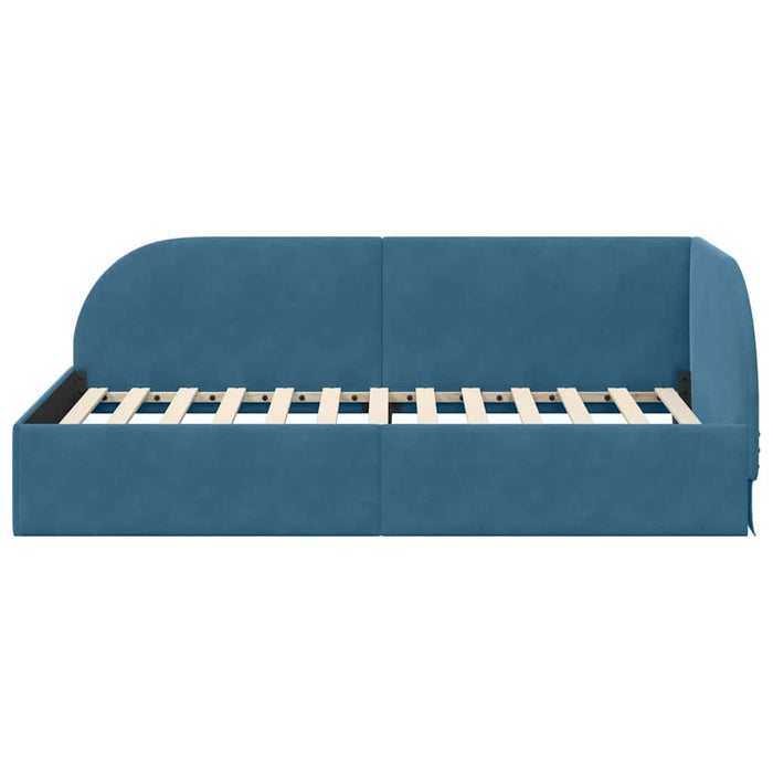 Cadru de pat colțar cu headboard albastru 80 x 200 cm Catifea - WALTI WALTI