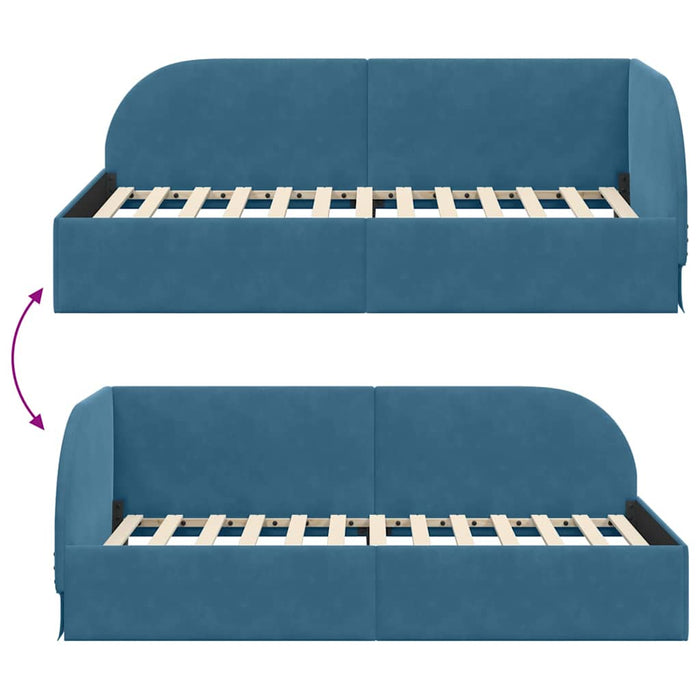 Cadru de pat colțar cu headboard albastru 80 x 200 cm Catifea - WALTI WALTI