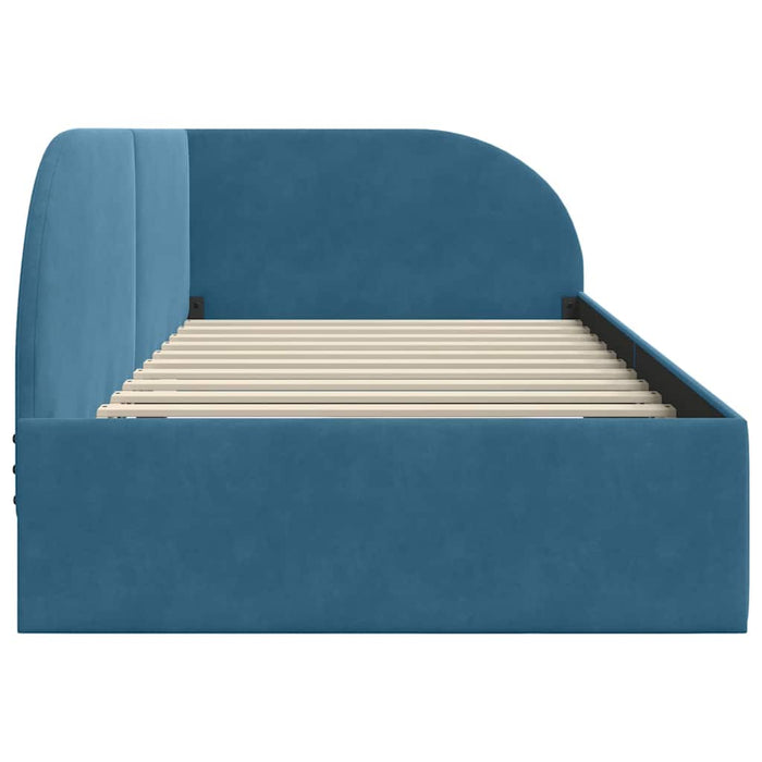 Cadru de pat colțar cu headboard albastru 80 x 200 cm Catifea - WALTI WALTI