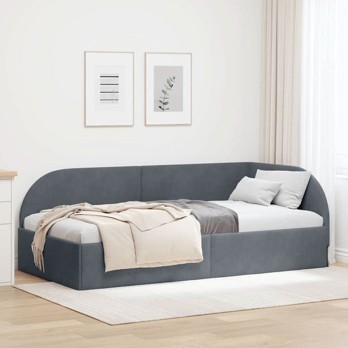 Cadru de pat colțar cu headboard Gri închis 80 x 200 cm Catifea - WALTI WALTI