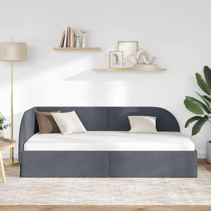 Cadru de pat colțar cu headboard Gri închis 80 x 200 cm Catifea - WALTI WALTI