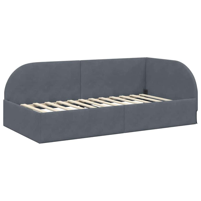Cadru de pat colțar cu headboard Gri închis 80 x 200 cm Catifea - WALTI WALTI