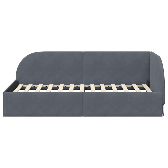Cadru de pat colțar cu headboard Gri închis 80 x 200 cm Catifea - WALTI WALTI