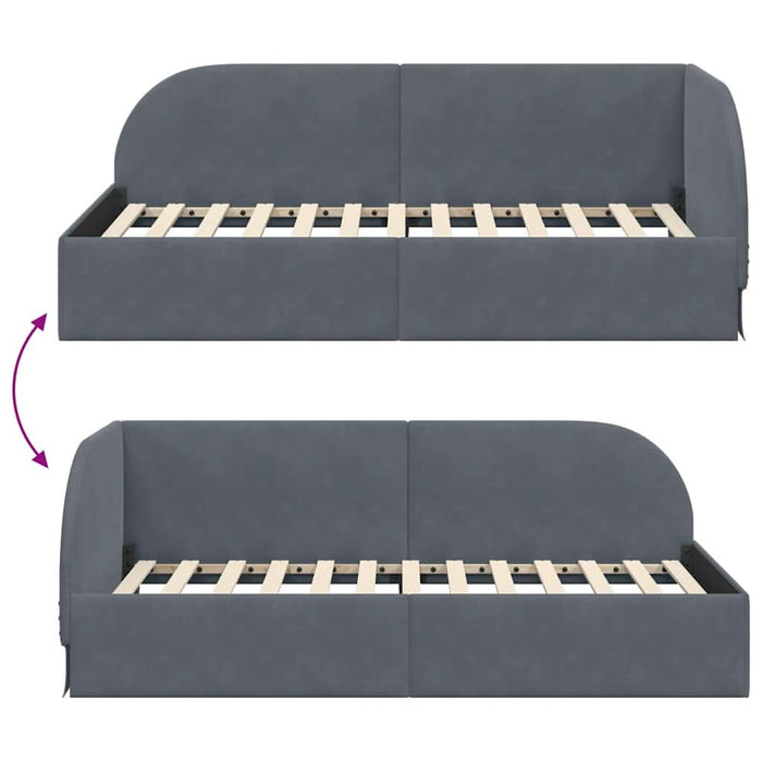 Cadru de pat colțar cu headboard Gri închis 80 x 200 cm Catifea - WALTI WALTI