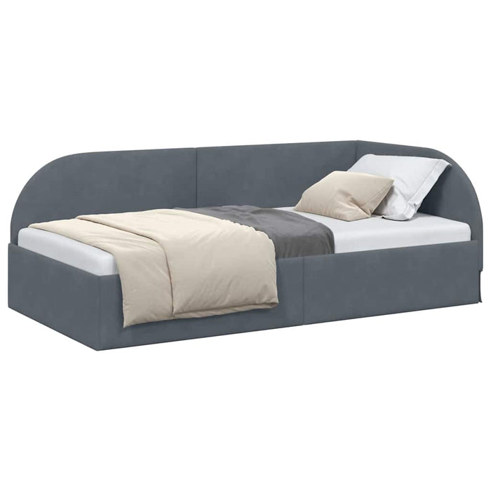 Cadru de pat colțar cu headboard Gri închis 80 x 200 cm Catifea - WALTI WALTI