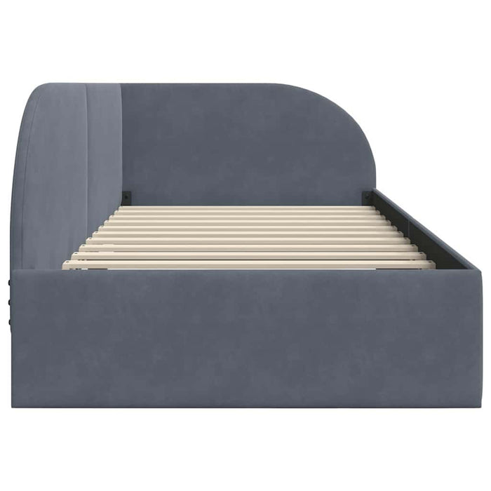 Cadru de pat colțar cu headboard Gri închis 80 x 200 cm Catifea - WALTI WALTI