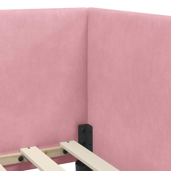 Cadru de pat colțar cu headboard Roz 80 cm x 200 cm Catifea WALTI