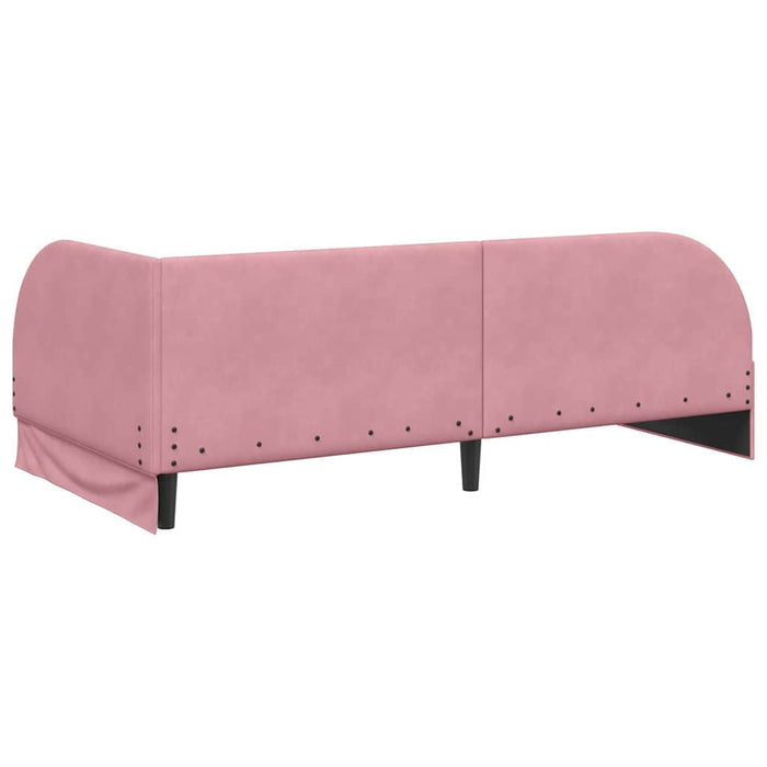 Cadru de pat colțar cu headboard Roz 80 cm x 200 cm Catifea WALTI