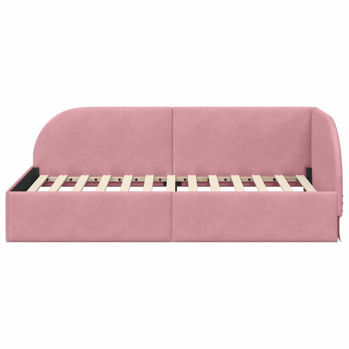 Cadru de pat colțar cu headboard Roz 80 cm x 200 cm Catifea WALTI