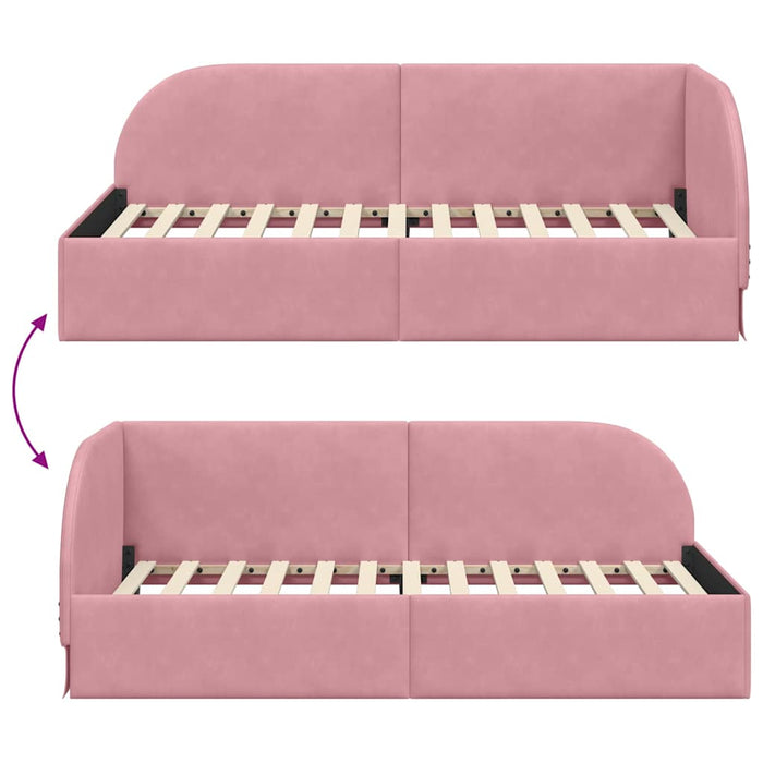 Cadru de pat colțar cu headboard Roz 80 cm x 200 cm Catifea WALTI