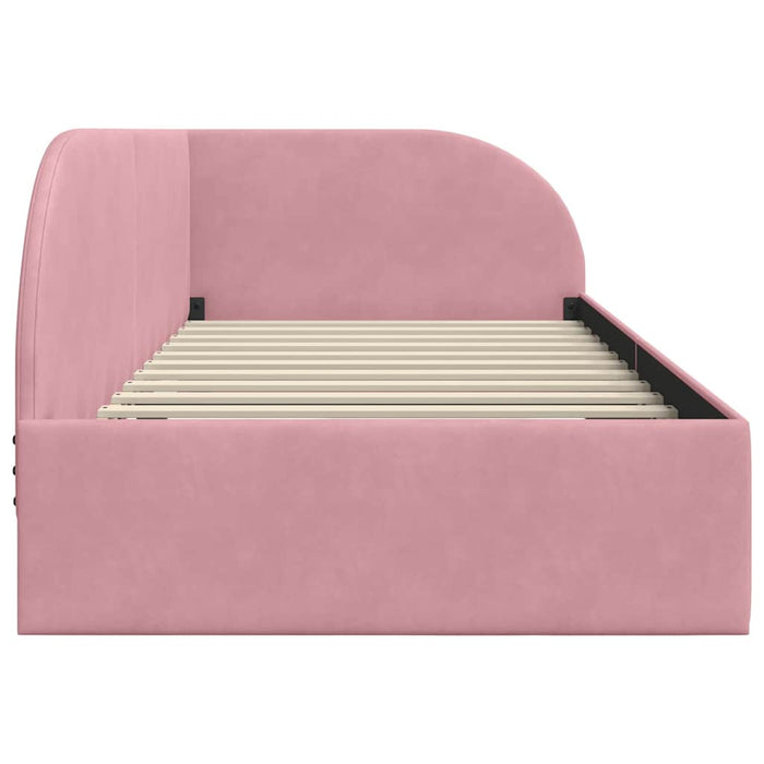 Cadru de pat colțar cu headboard Roz 80 cm x 200 cm Catifea WALTI