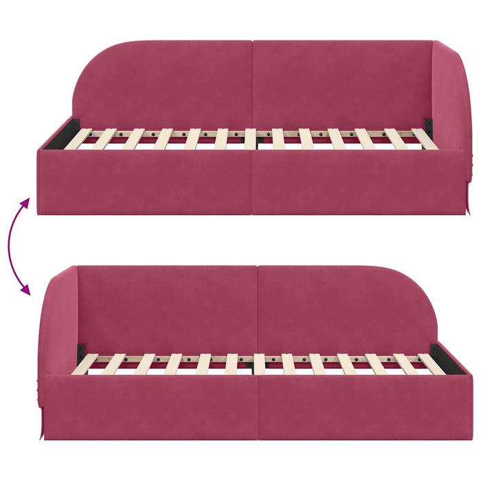 Cadru de pat colțar cu headboard bordo 80 x 200 cm Catifea - WALTI WALTI