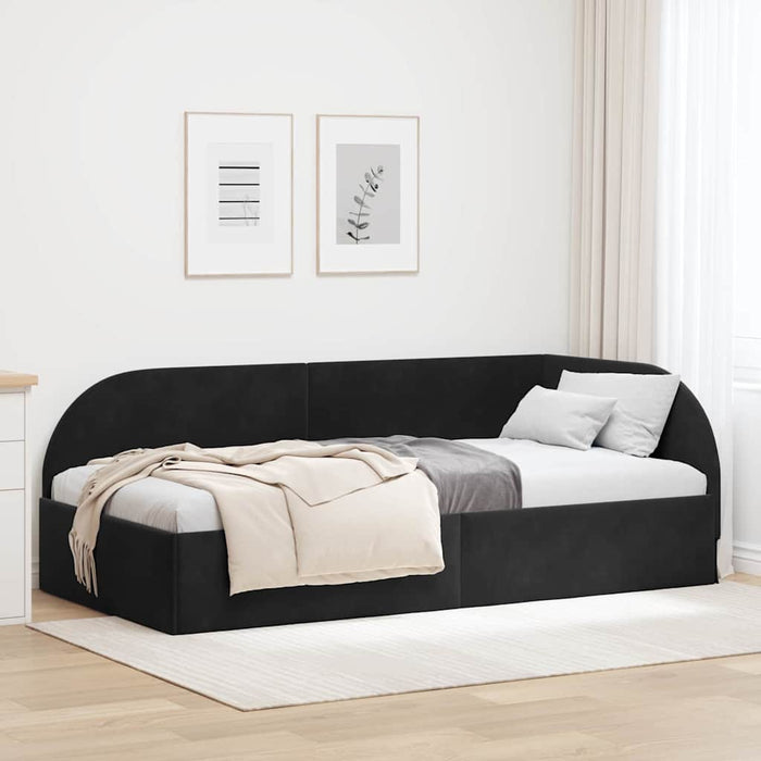 Cadru de pat colțar cu headboard Negru 80 x 200 cm Catifea - WALTI WALTI