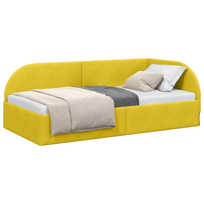 Cadru de pat colțar cu headboard Galben 80 cm x 200 cm Catifea - WALTI WALTI