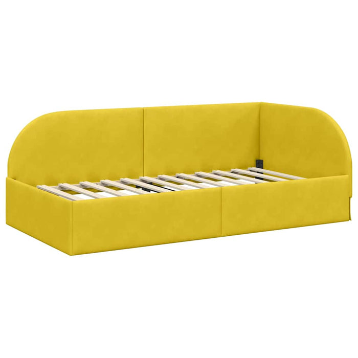 Cadru de pat colțar cu headboard Galben 90 x 190 cm Catifea - WALTI WALTI