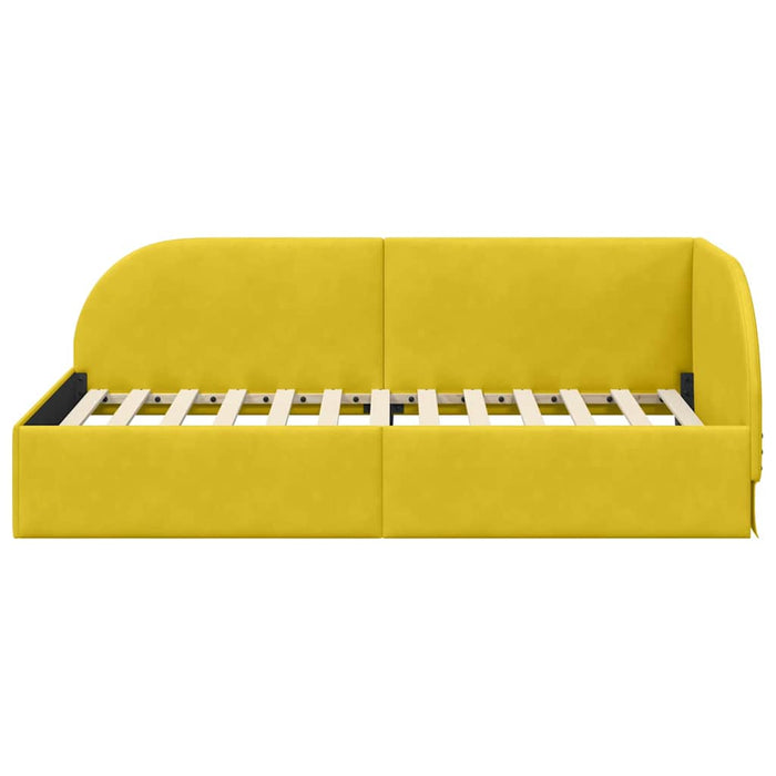 Cadru de pat colțar cu headboard Galben 90 x 190 cm Catifea - WALTI WALTI