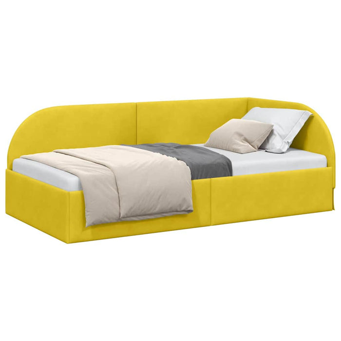Cadru de pat colțar cu headboard Galben 90 x 190 cm Catifea - WALTI WALTI