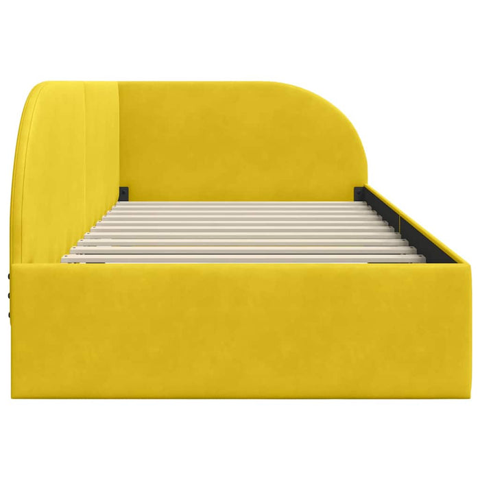 Cadru de pat colțar cu headboard Galben 90 x 190 cm Catifea - WALTI WALTI