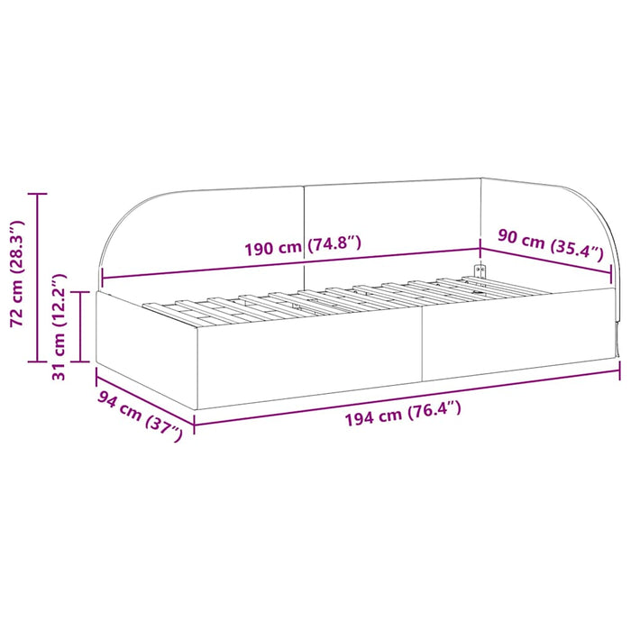Cadru de pat colțar cu headboard Galben 90 x 190 cm Catifea - WALTI WALTI