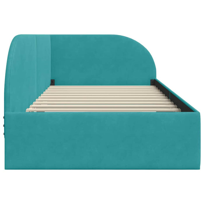 Cadru de pat colțar cu headboard Turcoaz 90 x 190 cm Catifea - WALTI WALTI