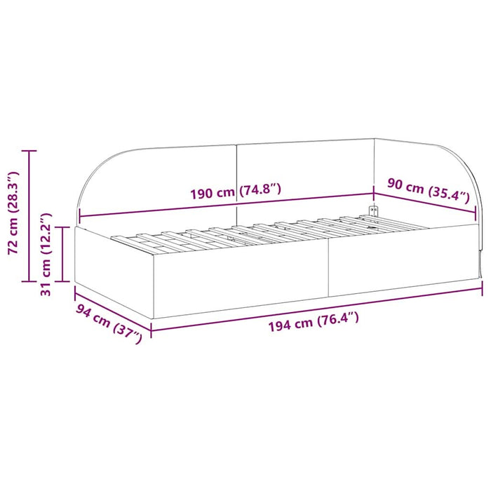 Cadru de pat colțar cu headboard Turcoaz 90 x 190 cm Catifea - WALTI WALTI
