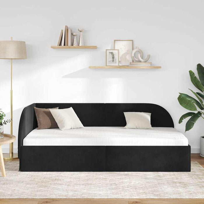 Cadru de pat colțar cu headboard Negru 90 x 200 cm Catifea - WALTI WALTI