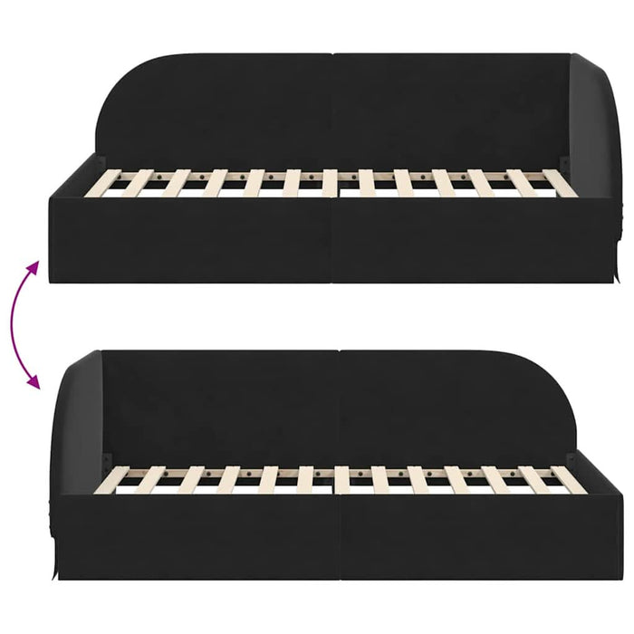 Cadru de pat colțar cu headboard Negru 90 x 200 cm Catifea - WALTI WALTI