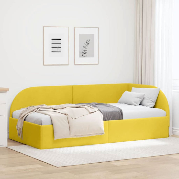 Cadru de pat colțar cu headboard Galben 90 x 200 cm Catifea - WALTI WALTI