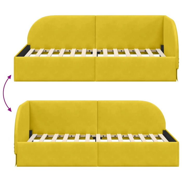 Cadru de pat colțar cu headboard Galben 90 x 200 cm Catifea - WALTI WALTI