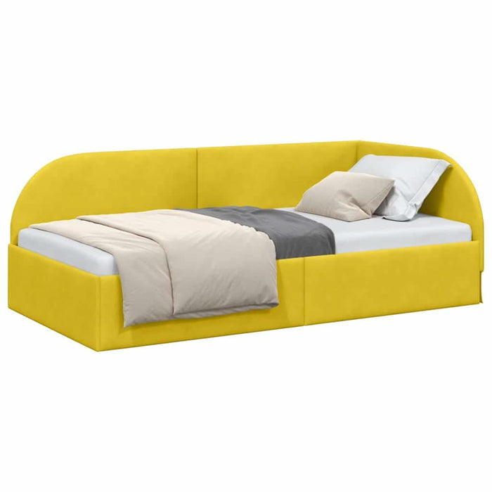 Cadru de pat colțar cu headboard Galben 90 x 200 cm Catifea - WALTI WALTI